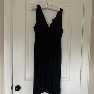 New York & Company Black V-Neck Midi Dress
